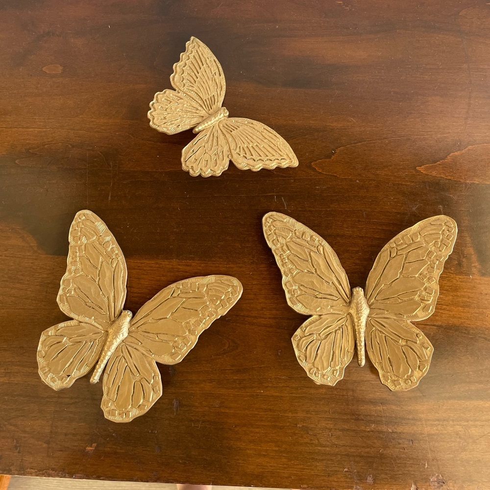 Vintage MidCentury Syroco Gold Butterflies Wall Decor